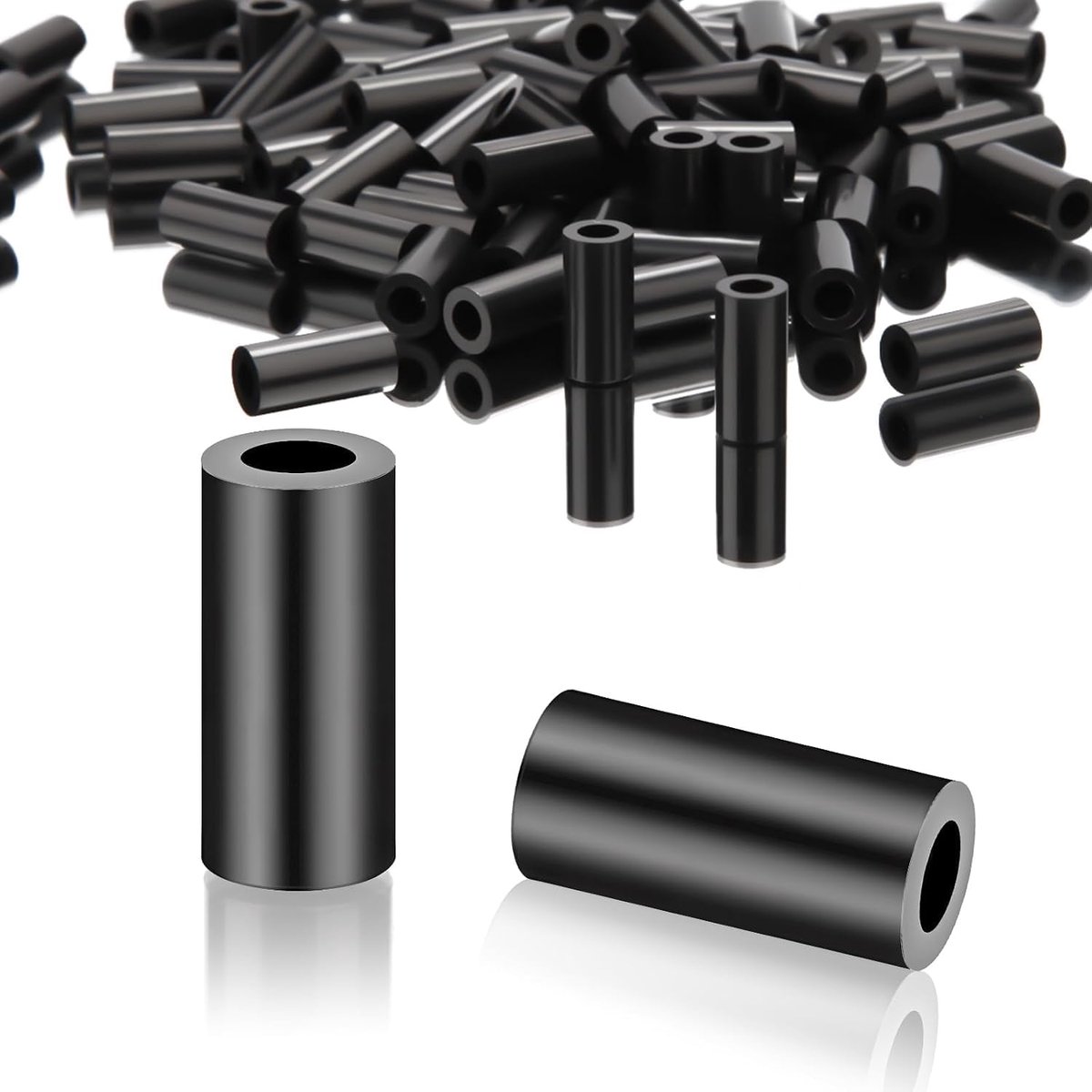 100 stuks ronde afstandhouders, ABS-nylon, sluitringen, M4-7 x 15 mm, afstandshulzen, kunststof, zwart, afstandhouders, wandisolatie, sluitringen zonder schroefdraad, afstandhulzen voor