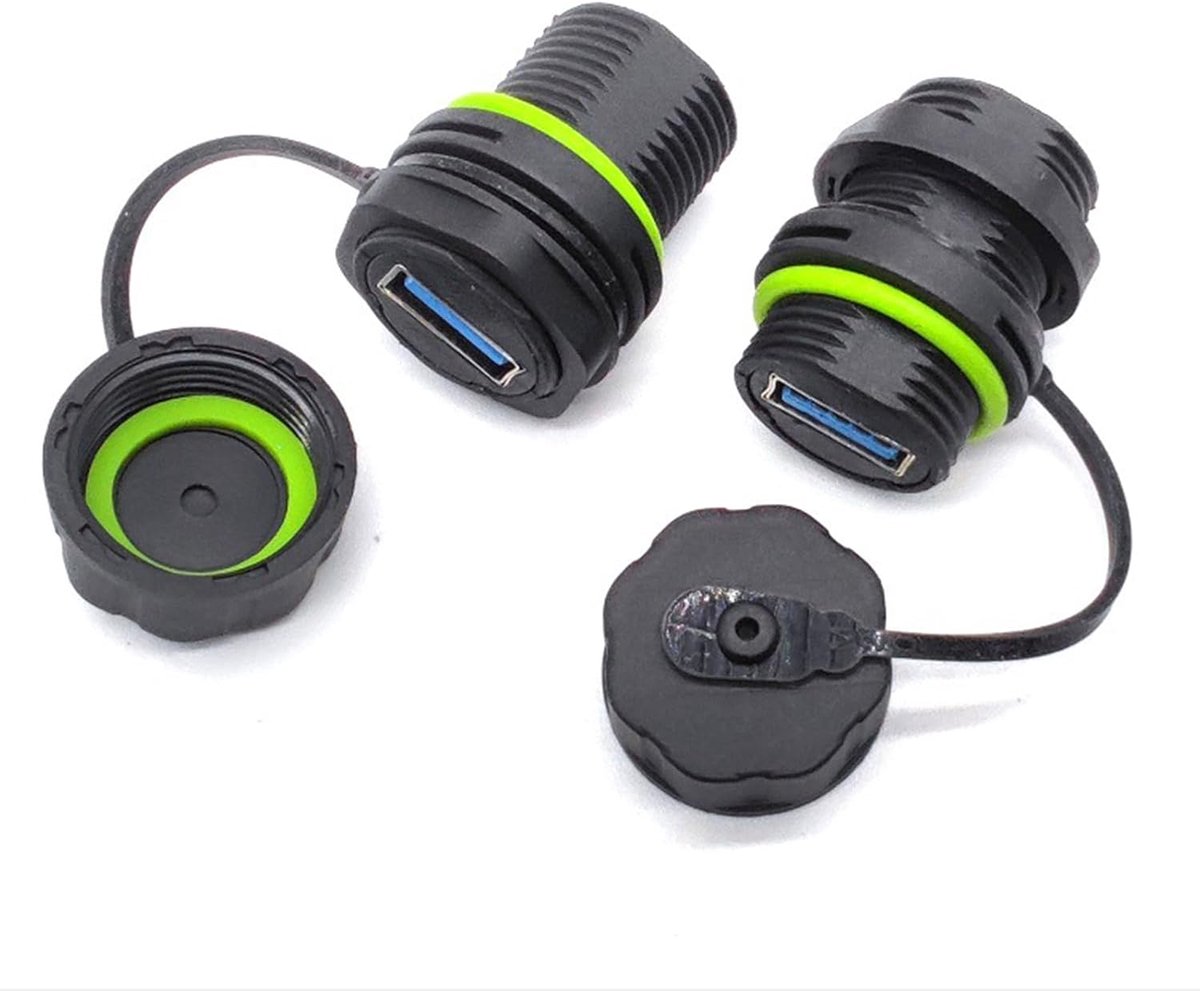 2 Stuks M20 Waterdichte USB 3.0-Aansluiting Bus Op Bus, IP68 Waterdicht, Paneelmontagebus, Doorgangsbusadapter, Paneelmontagekoppeling, Doorgangsaansluiting