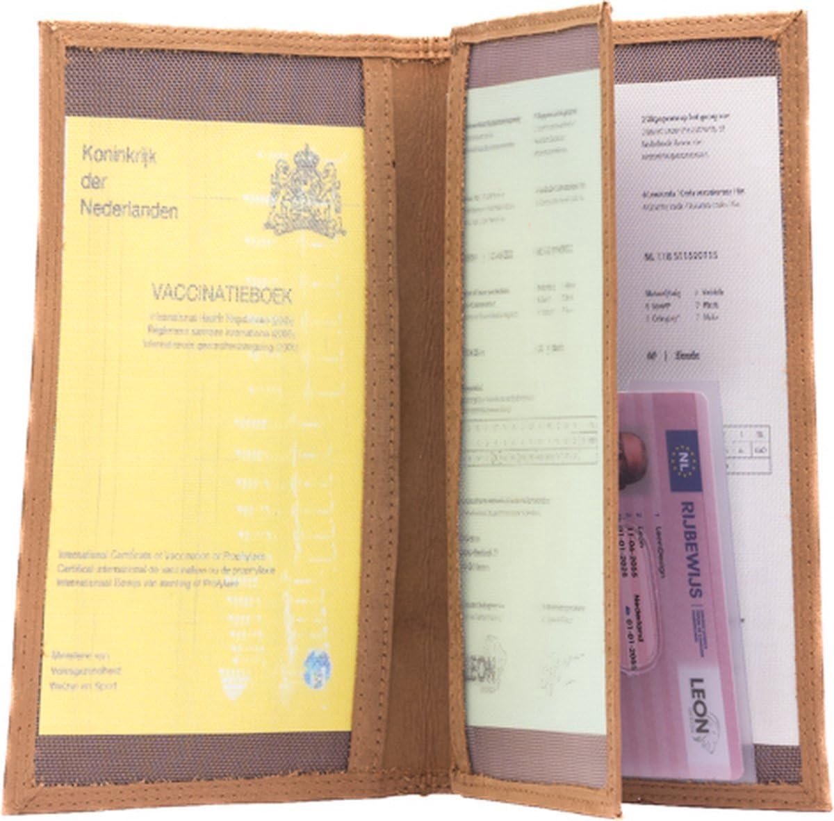 Papiermap - Compact - Leer - Handgemaakt voor sleutels en kaarten - SnelShoppen