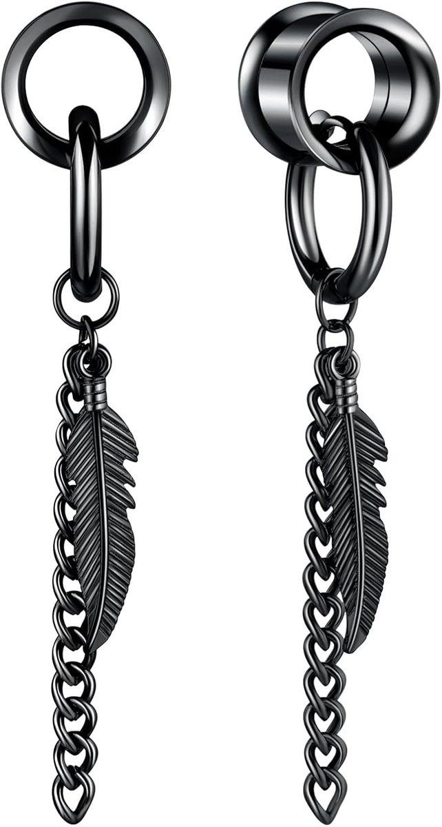 tunnel met hanger blad double flared tunnel titanium 1 paar plug uitgerekte expanderpiercing sieraden 6 mm - 20 mm