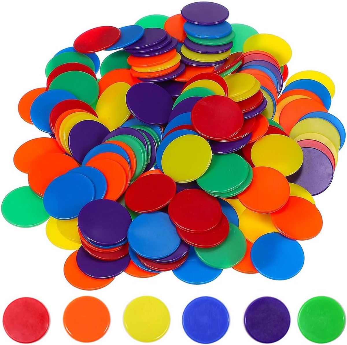 100 stuks speelchips, 25 mm plastic chips, kleurrijk, munten, winkelwagenchip of supermarkt, token autocontro, chips voor bingo-games en wiskunde