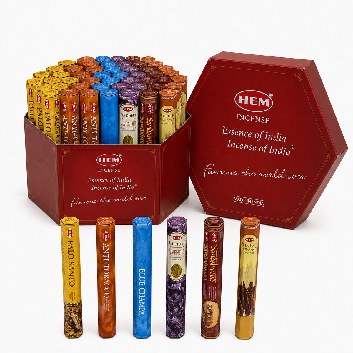 HEM – Wierookstokjes Assortiment – 60 Pakjes x 20 Stokjes – 6 Geuren – 1.200 Stuks – Inclusief Displayverpakking