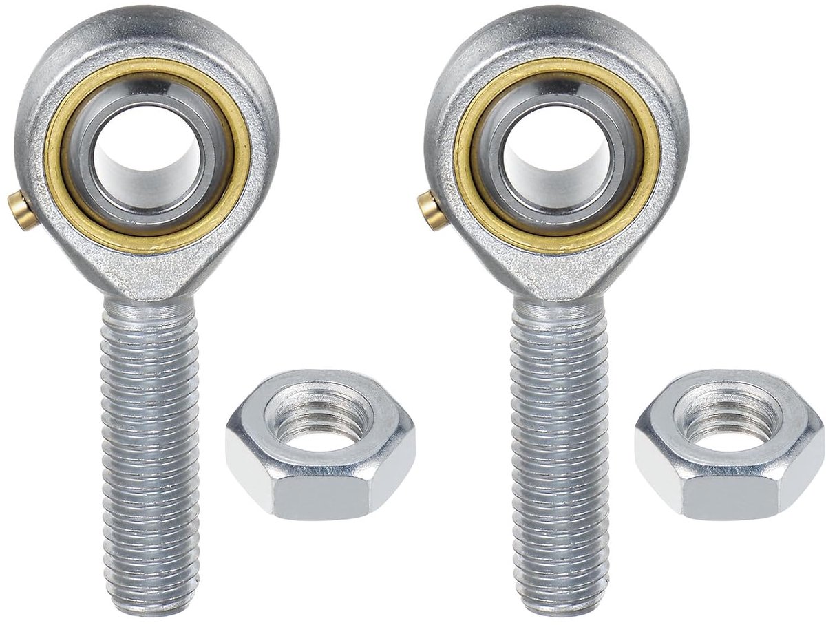 METERXITY 2 stuks POS10 kogelverbinding, M10 x 1,5 rechtse schroefdraad, zelfsmerend, kogelaansluiting mannelijk staal met moeren voor smeedmachines