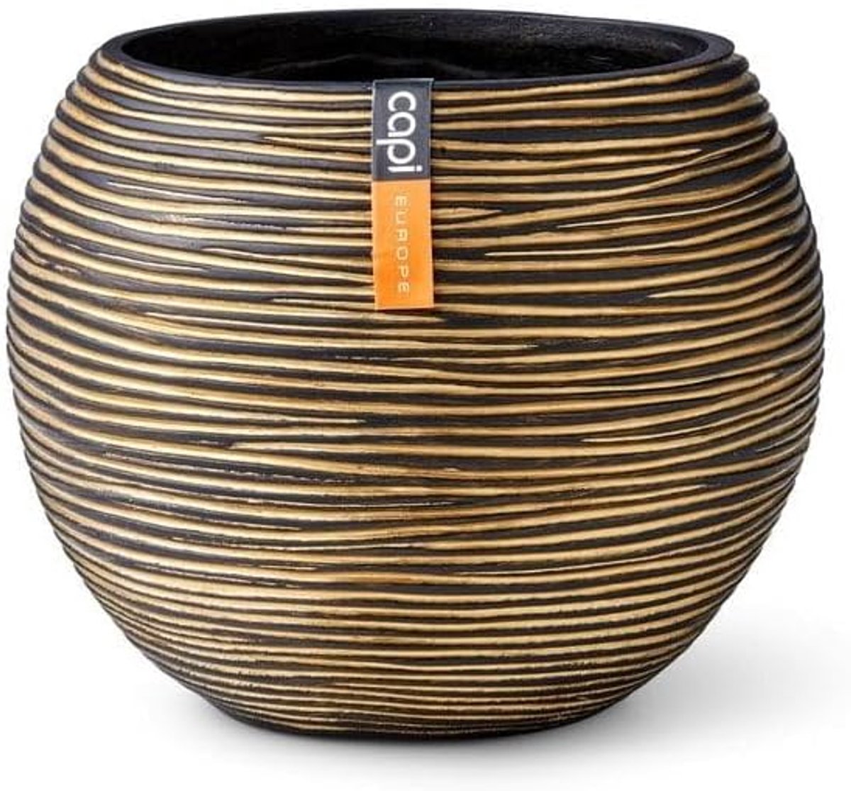 Vaas bal Rib - 22x18 cm - Goud - Lichtgewicht en duurzaam - Geschikt voor binnen en buiten - SnelShoppen