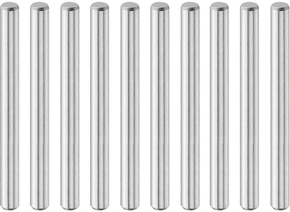 10 stuks 5 mm x 55 mm houten stiften, cilindrische pennen van 316L roestvrij staal voor planksteunen, pennen, staven, bevestiging elementen, plankstiften, zilverkleurig