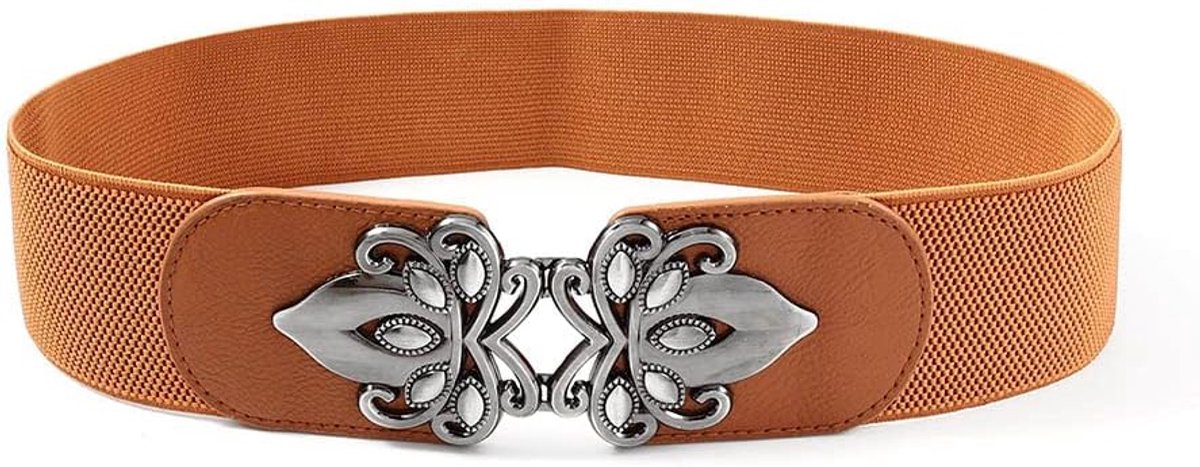 Elastische riem, bruin, klassiek, gesp, riem, avondjurk, accessoire voor meisjes, Zwart, la cintura es de 25,98 pulgadas