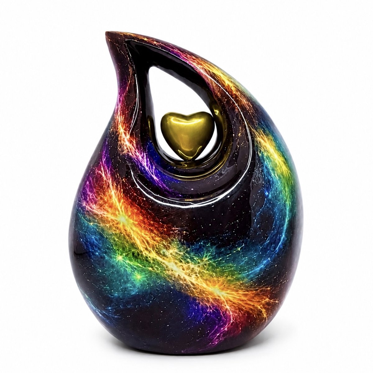Unieke As Urn - 3.8 Liter - Handgemaakte Teardrop Urn - Urn - Crematie Urn - Uniek - Voor Huisdieren of Menselijk As - Crematie As - Decoratie Urn - Rainbow Teardrop