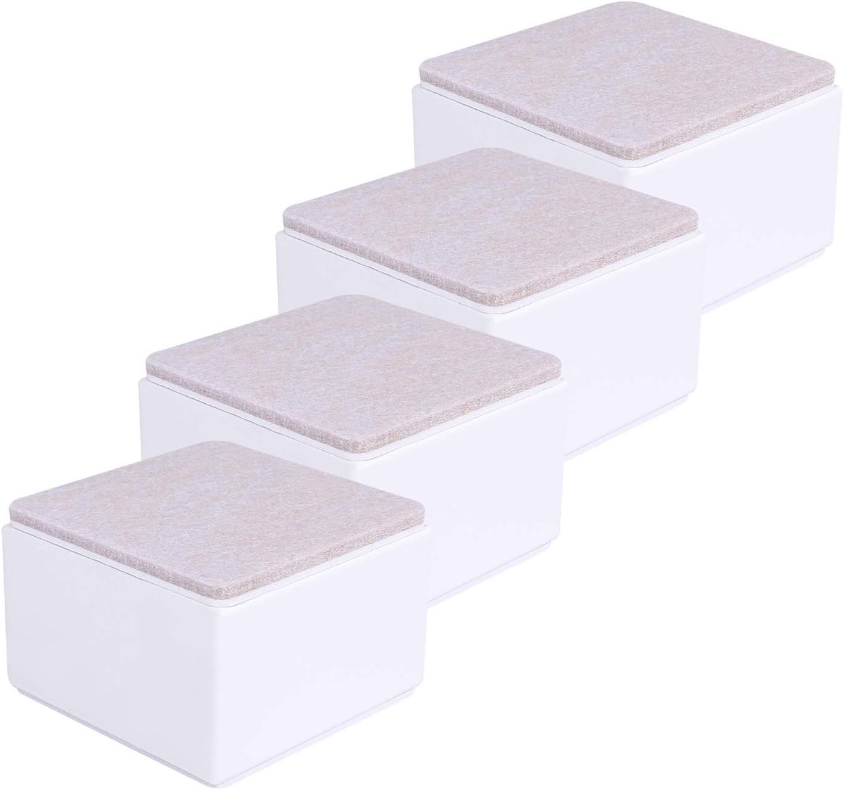 Lift Meubelverhogers Koolstofstaal, 8 cm Zelfklevende Heavy Duty, Voegt 2" Hoogte toe aan Bedden, Banken, Kasten, Ondersteunt 20 Lbs, Vierkant Wit