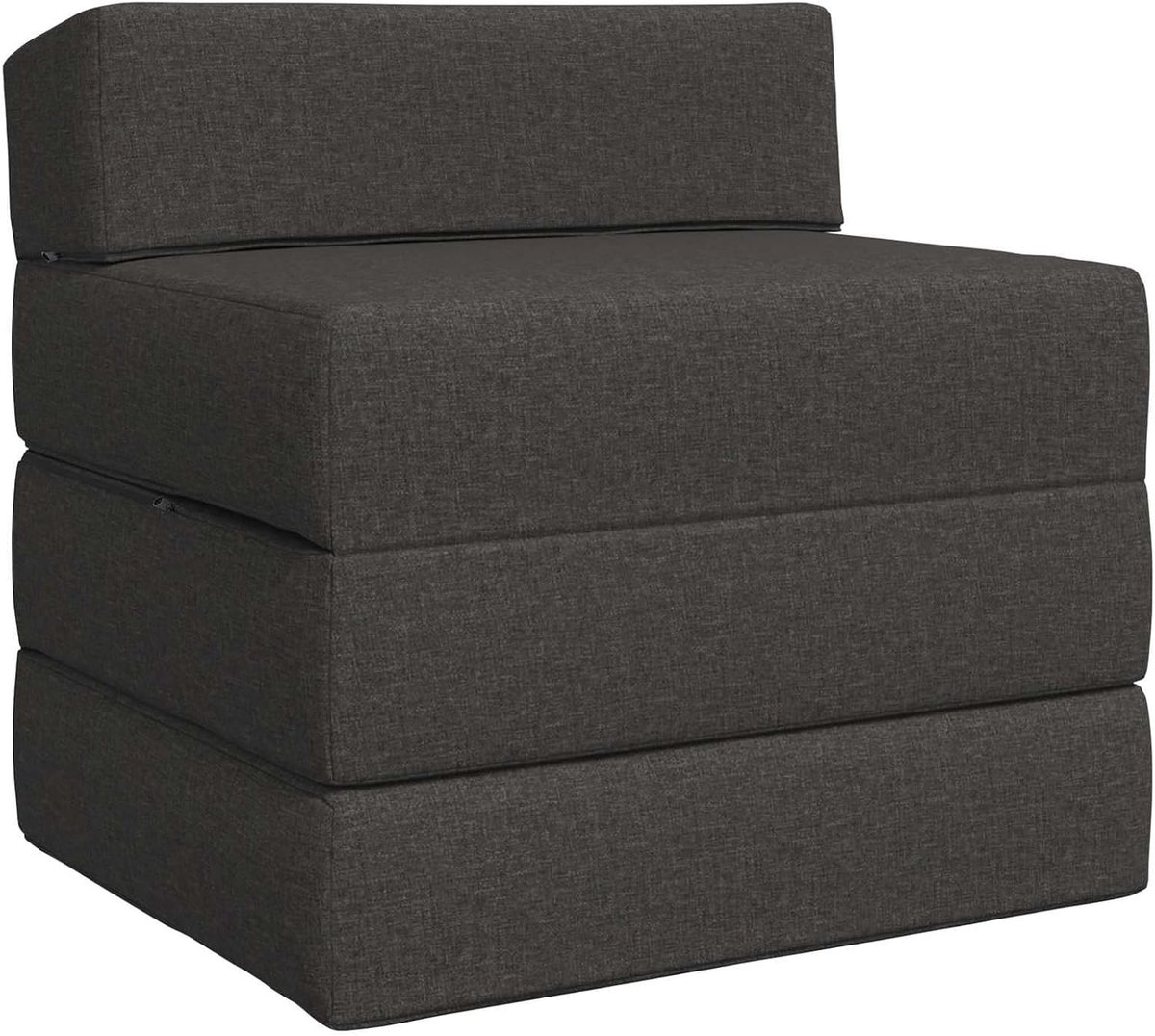 Klapbank, bed, donkergrijs, 200 x 70 x 15 cm, stof, converteerbare lounge-bank als logeerbed, Boneless bank, vloerbank voor woonkamer, slaapkamer 900001