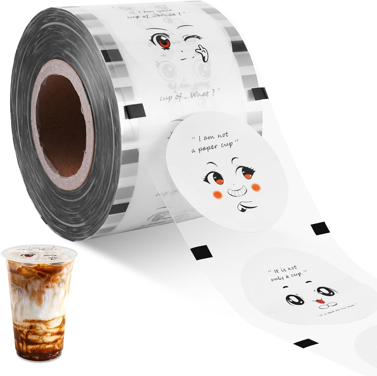 Afdichtingsfolie voor plastic bekers van 90 - 95 mm, voor plastic bekers/papieren bekers, verzegelingsfolie, bubble tea, lekvrije folie, verzegelingsfolie voor drankwinkels voor sap, thee