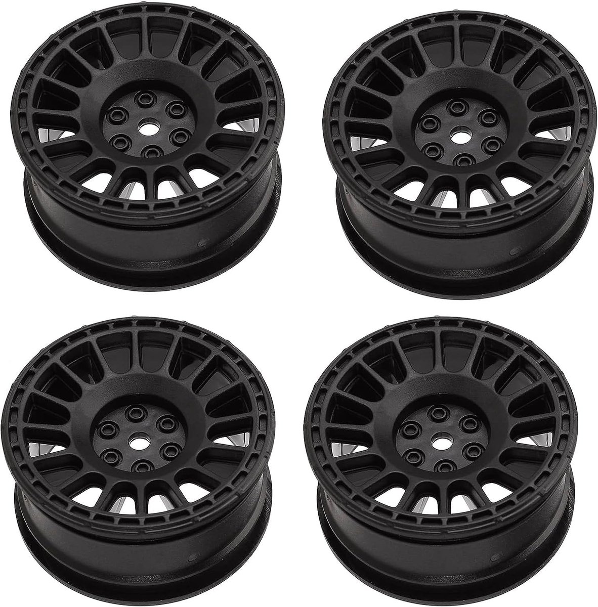 Rally Autobanden, 1:10, 4 stuks, 65 mm rubberen banden en kunststof vintage wielvelgen voor 1/10 RC On-Road Rally Truck Racing Drift auto voor Kyosho Tamiya HPI HSP TT02 (zwart)