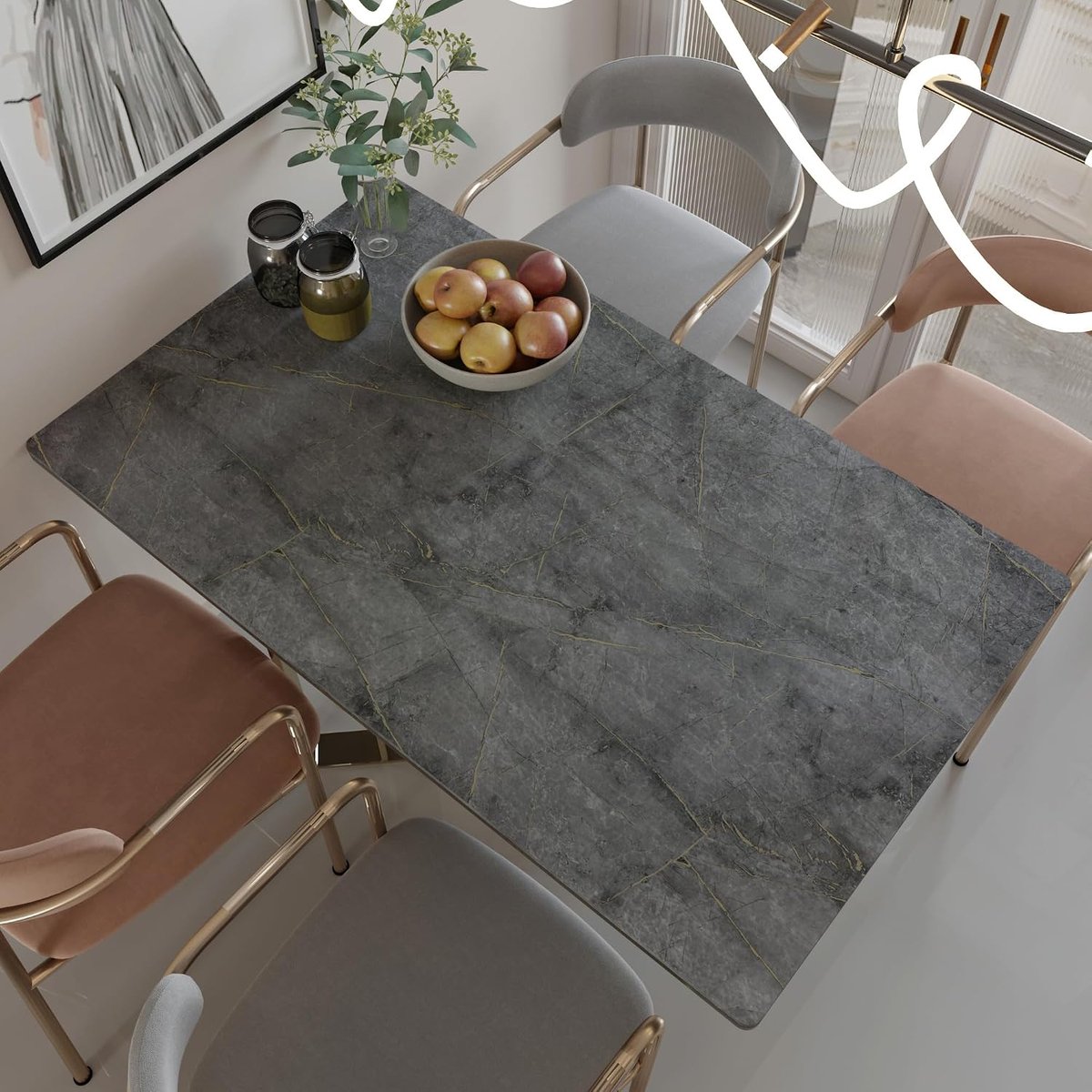 Behang Marmer Donkergrijs Goud Steen Effect Kleefmiddel Waterdicht Marmer Look Voor Woonkamer Badkamer Wanddecoratie Renovatie Duurzaam Anti Vocht Extra Dik Folie