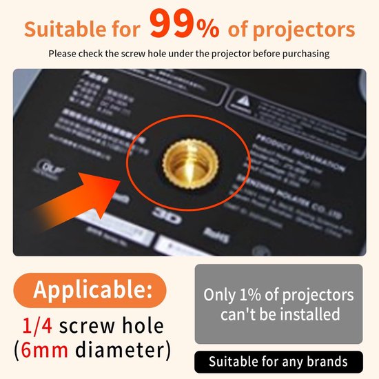 Projectorhouder voor bed en bank, vaste standaard lengte 20 cm, verborgen design, beamerhouder, compatibel met 99% projectoren, XGIMI, Nebula, Vankyou en Epson... — afbeelding 3