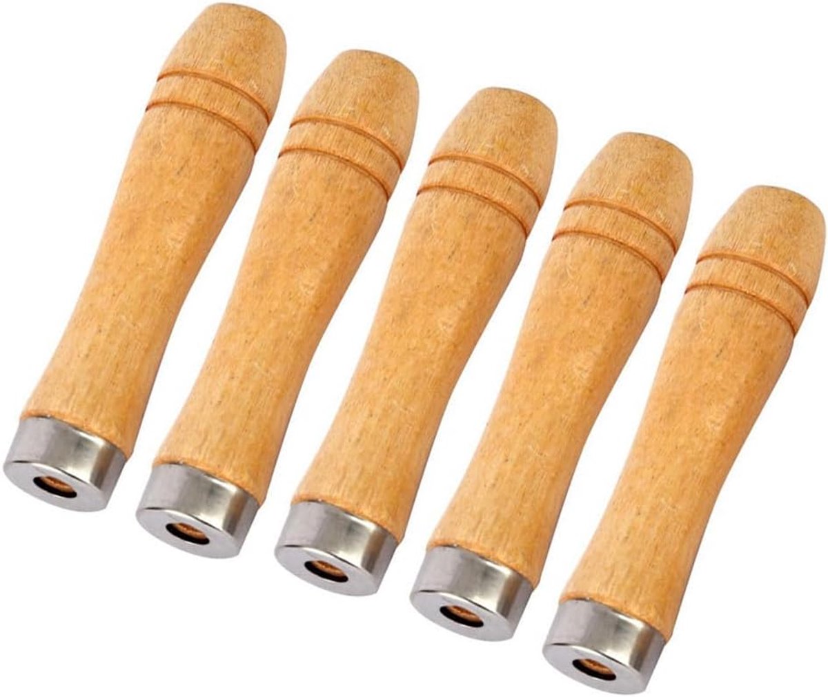 5 stuks houten vijlgrepen, houten vijlgrepen met sterke metalen halsbanden, lengte 90 mm, geschikt voor vijlen van 4-6 inch in verschillende vormen