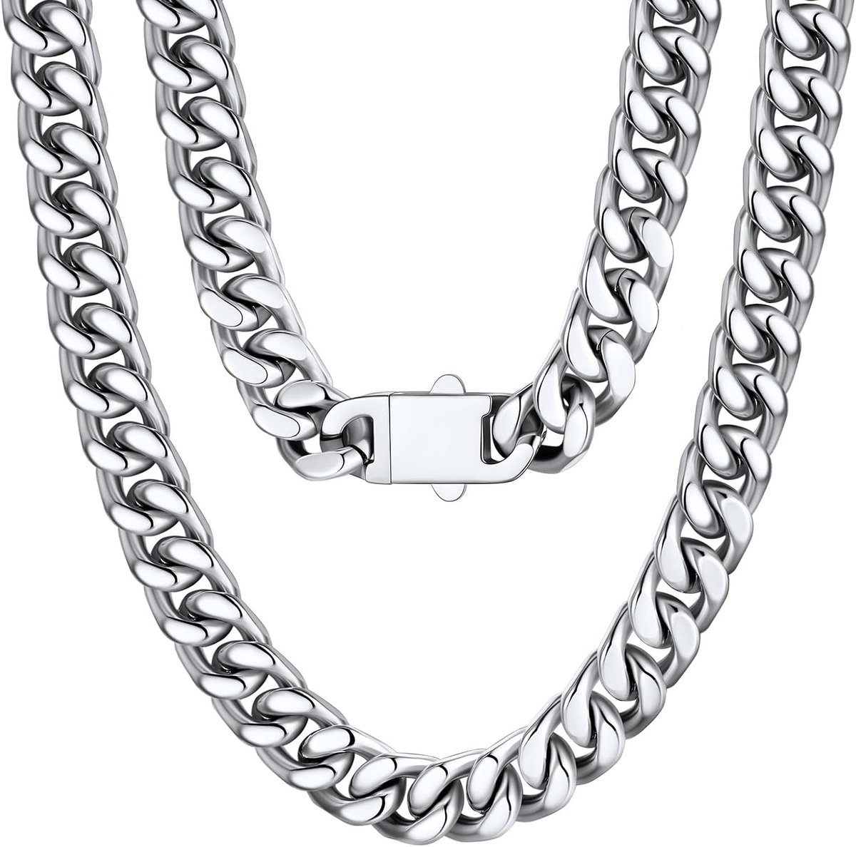 Miami Pantserketting voor heren en dames, roestvrij staal, chique Cubaanse schakelketting, zware schakelketting, hiphop-halssieraad, modesieraad, 5/7/9/12 mm, breedte kettinglengte 45-76 cm naar