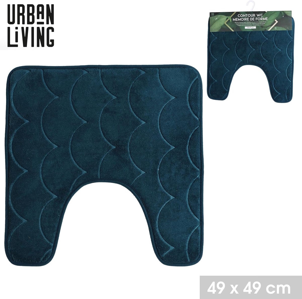 Toiletmat 49 x 49 cm - donker saffier - chenille - optimale bedekking - SnelShoppen
