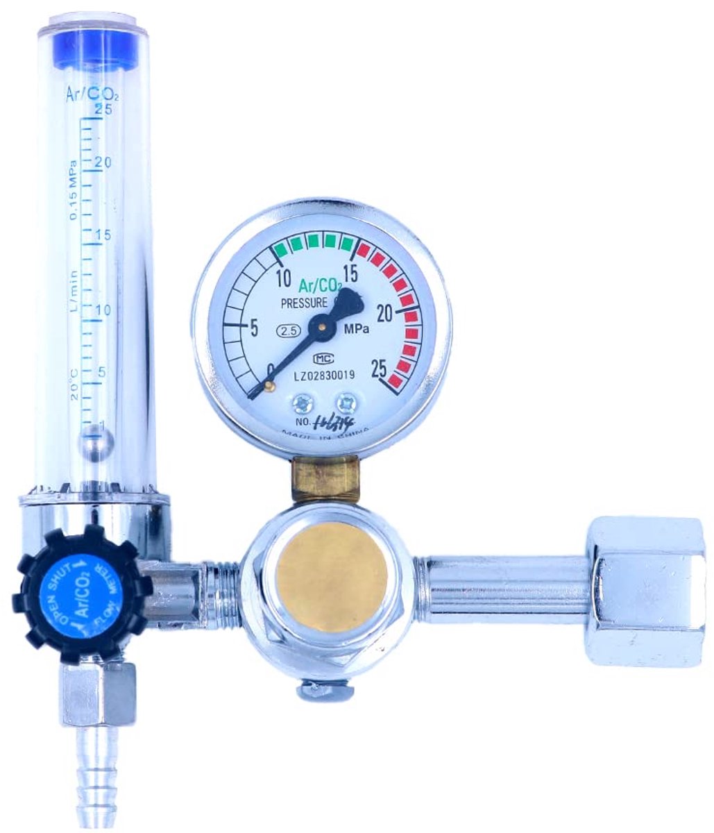 Regulator Gas Reducer, MIG Mini Gasfles Regulator met Gauge, lassen drukmeter, Argon CO2 Mig Tig Flow Meter Regulator Drukmeter