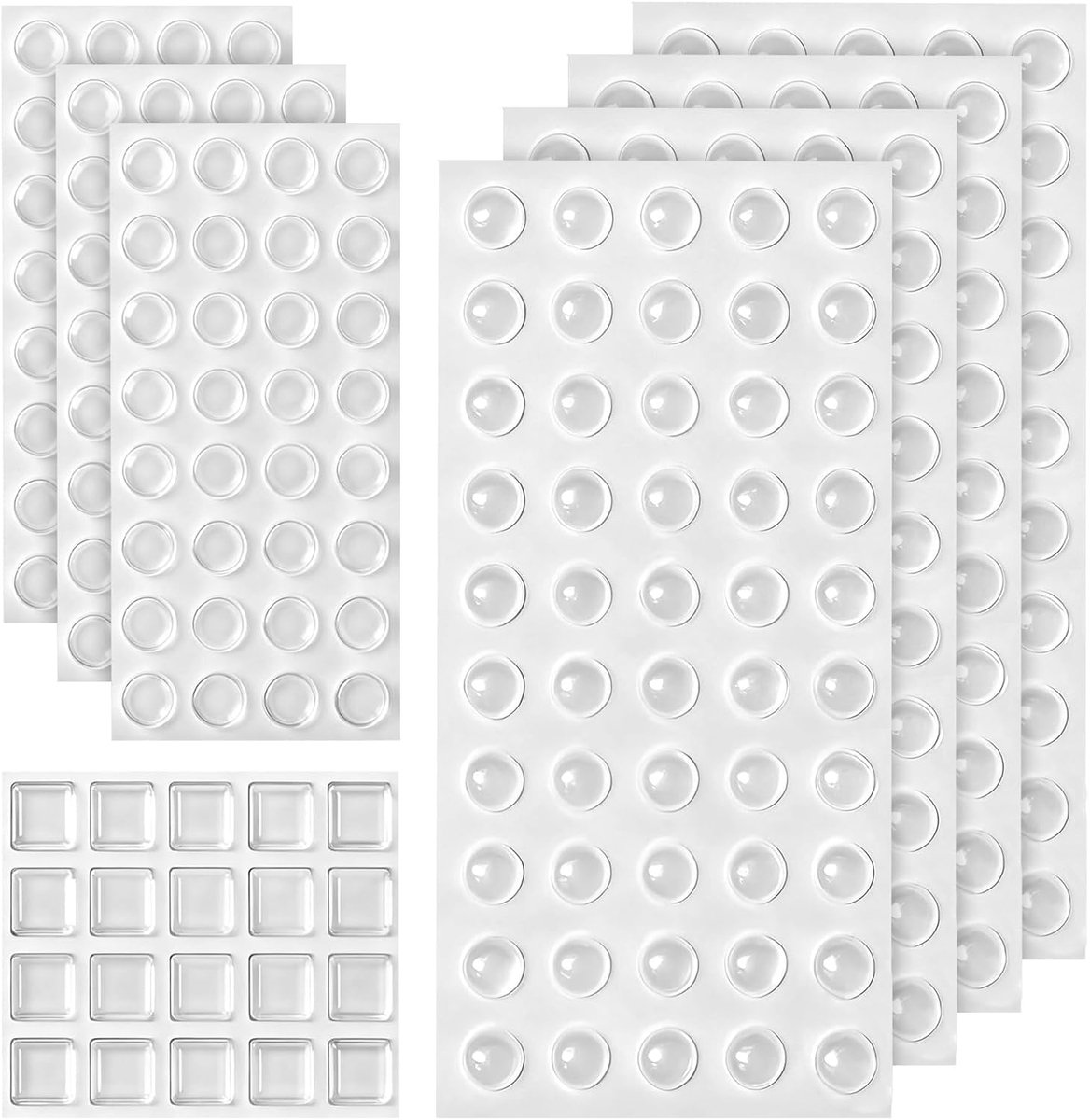 316 Stuks Transparante Siliconenpads, Zelfklevende Meubelbuffers in 8 Maten | Discrete Bescherming 316 Transparante Siliconenpads in 8 Maten en 3 Vormen voor Kasten, Laden, Stoelen en Apparaten.