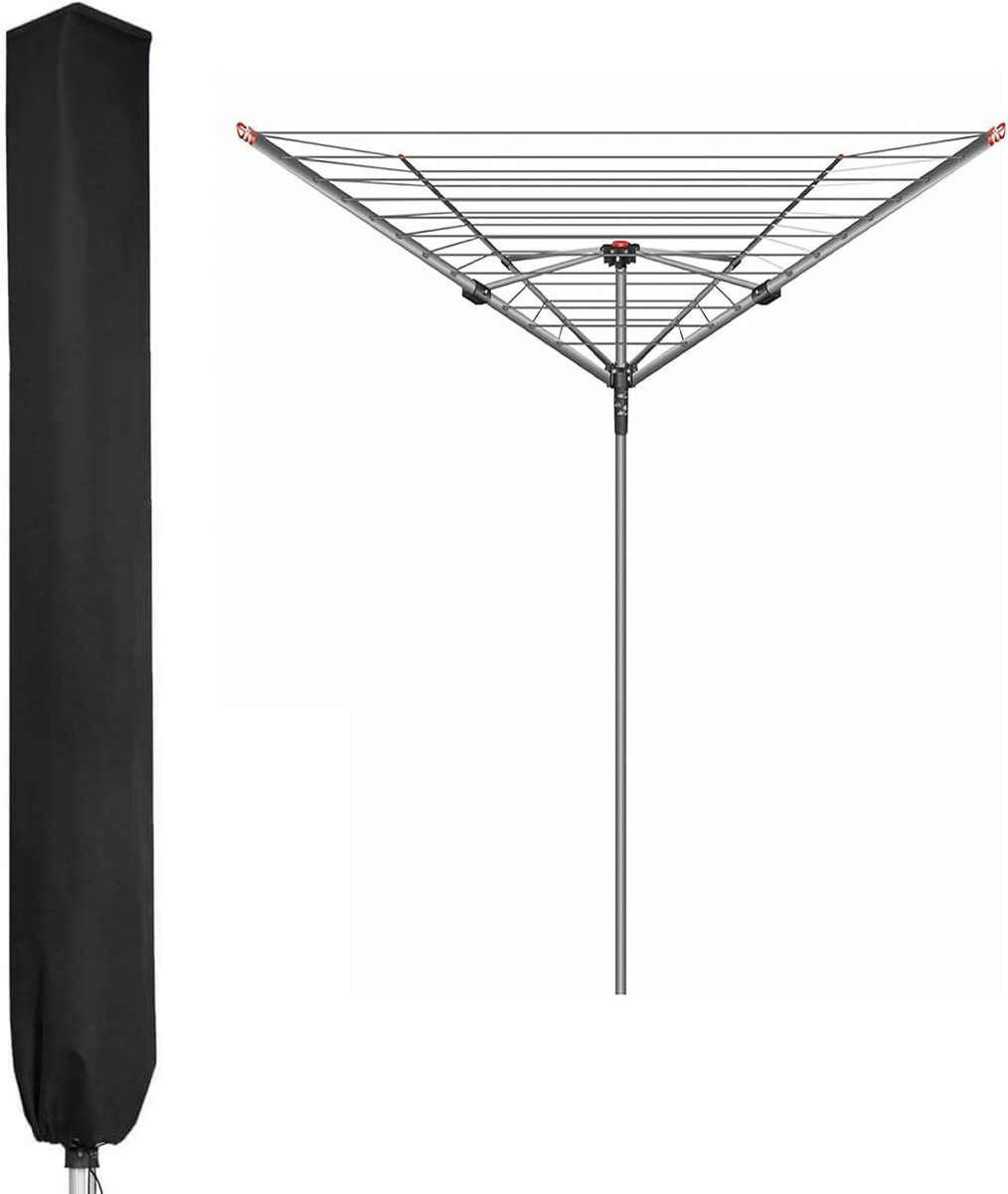Beschermhoes voor droogmolen, 600D Oxford-stof met pvc-coating, afmetingen 16 x 16 x 180 cm, zwart