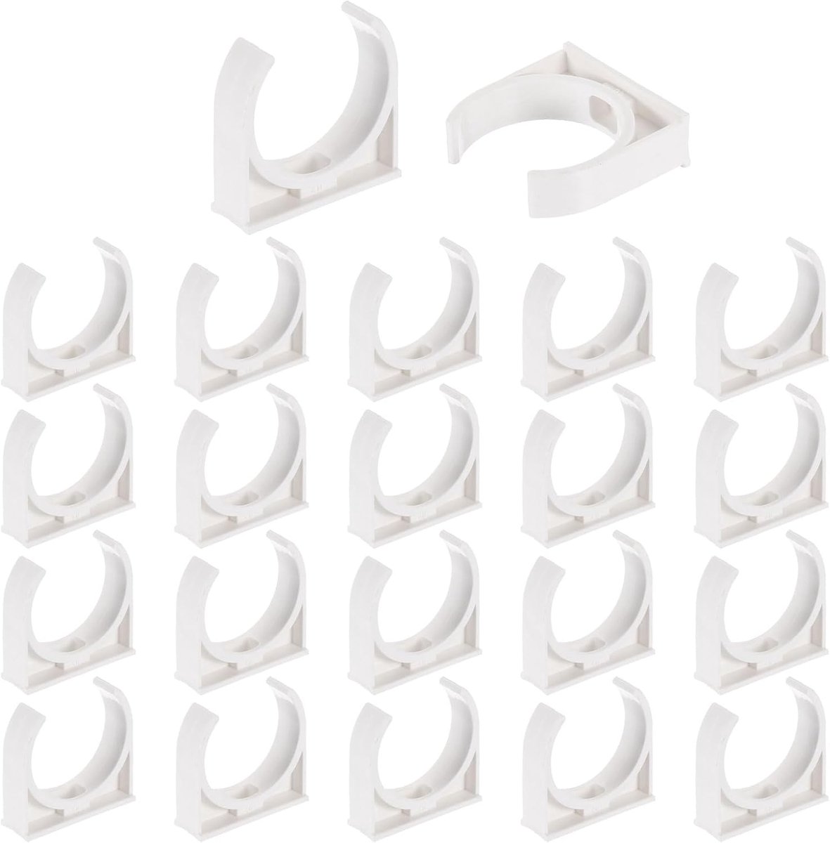 24 stuks pvc-waterbuisklemmen, U-vormige slangklemmen, irrigatiebuishouder voor 40 mm buitendiameter voor tv-schalen, slangklemhouder, slang, wit