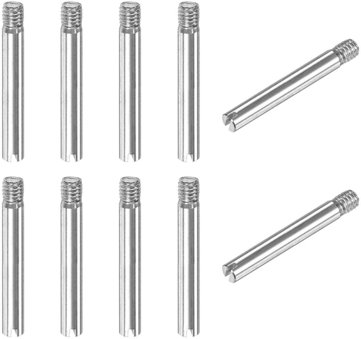 METERXITY Cilindrische sleufstekker, M4 x 30 mm, 304 roestvrij staal, positioneringsstekker met buitendraad, voor metalen apparaten, zilverkleurig, verpakking van 10 stuks