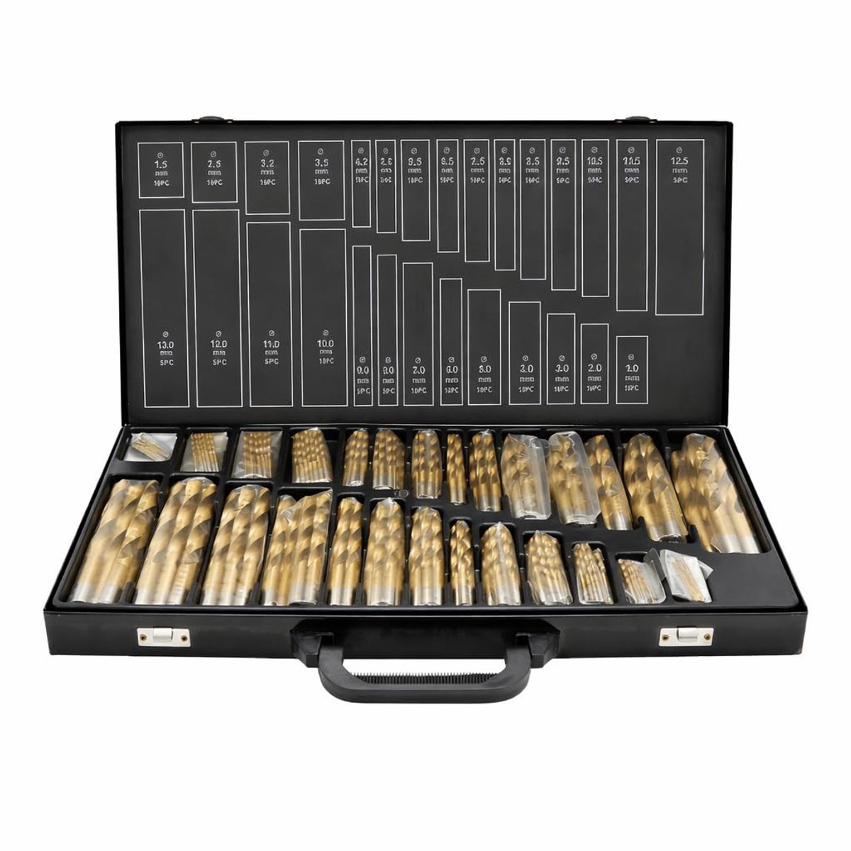 230-delig, spiraalboor 1-13 mm, HSS-boor titanium gecoat, DIN338 boorset met boorcassette, voor metaal, hout, reparatie en werkplaats