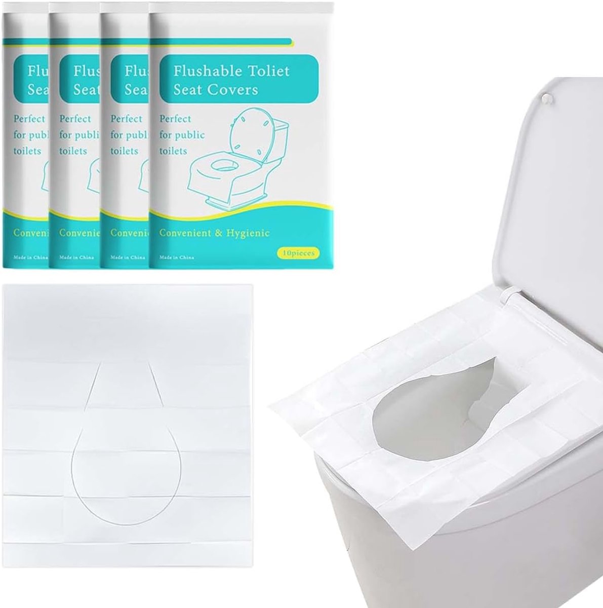 Toiletzitting Beschermhoezen 40 Stuks - Wegwerp - Milieuvriendelijk - Hygienische bescherming voor onderweg - ShopVlot