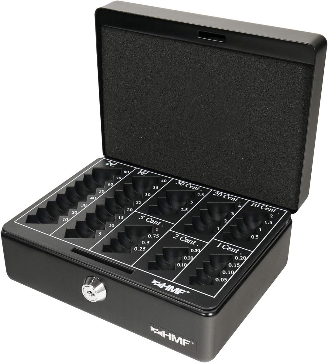 Geldbox met EURO-munttray 20 x 16 x 9 cm - staal - sleutelslot - veilig bewaren van geld - ShopVlot