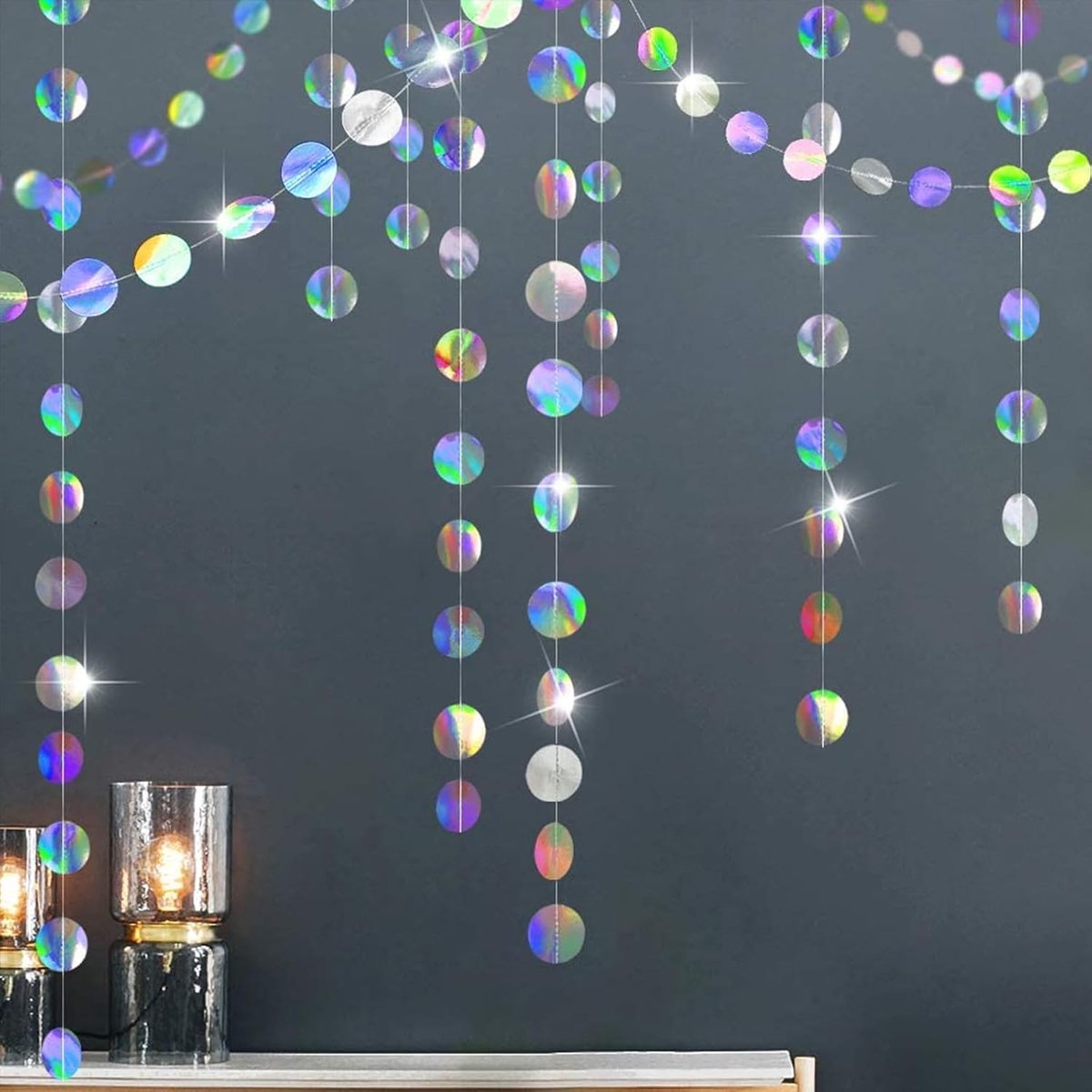 Papieren slinger 4 meter - kleurrijke round glitter slinger - feestdecoratie - perfect voor verjaardagen - ShopVlot