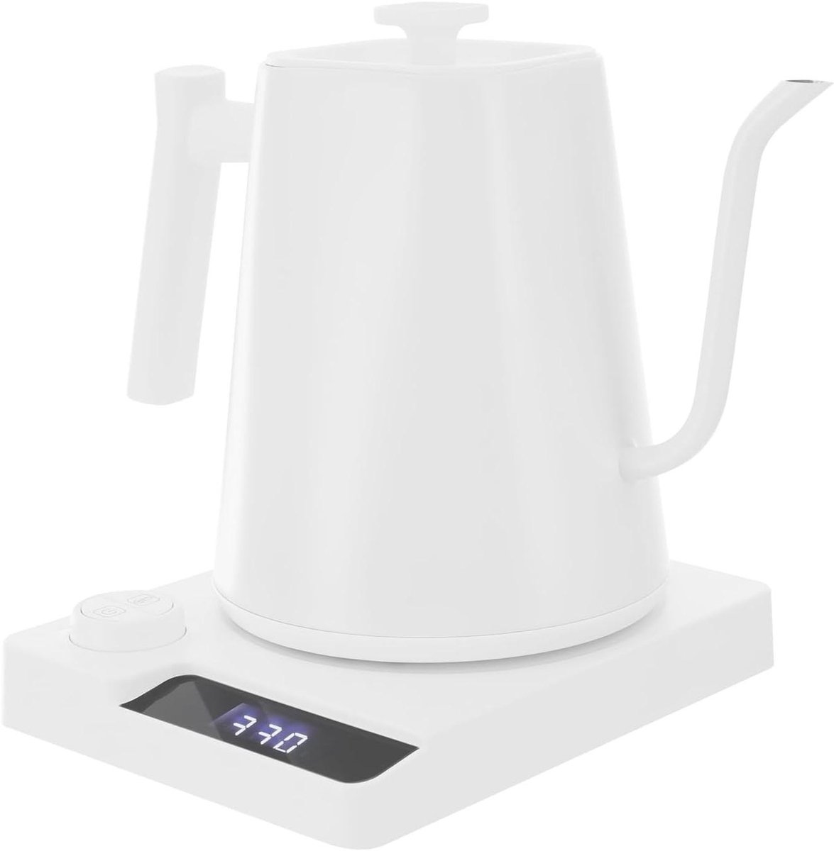 Elektrische waterkoker - Zwanenhalsketel Koffieketel - Koffie en Thee Zetten - Instelbare Temperatuur - 1 liter - Wit
