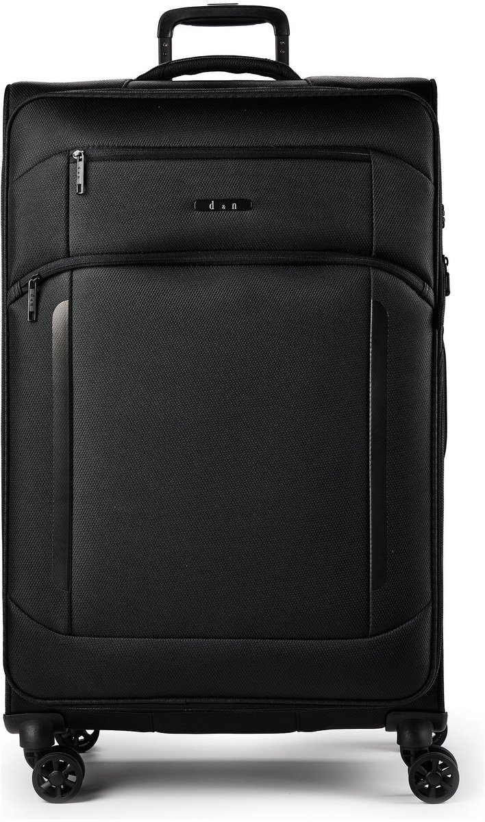 d & n Travel Line 9804 4 wielen Trolley L 78 cm met uitbreidingsplooi - Zachte bagage - TSA slot - black