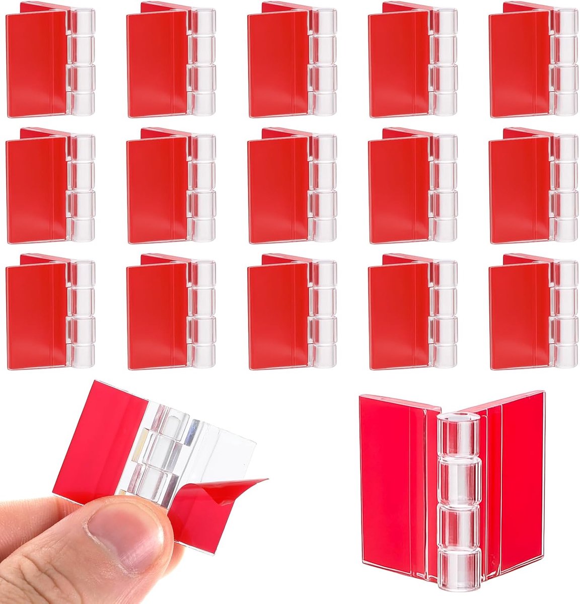 Transparante acryl scharnieren 2,5 x 3,5 cm - zelfklevend - inklapbaar - ideaal voor knutselprojecten - ShopVlot
