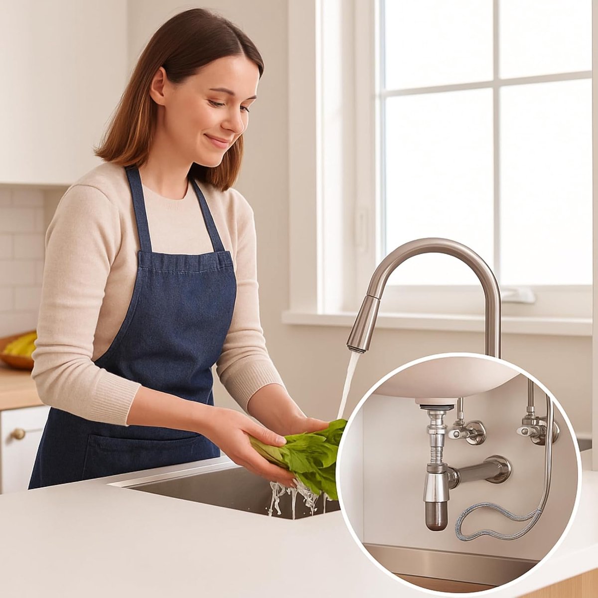 Aansluitslang 3/8 inch set van 2 stuks - 70cm koper schroefverbinding - flexibele waterleiding - ShopVlot