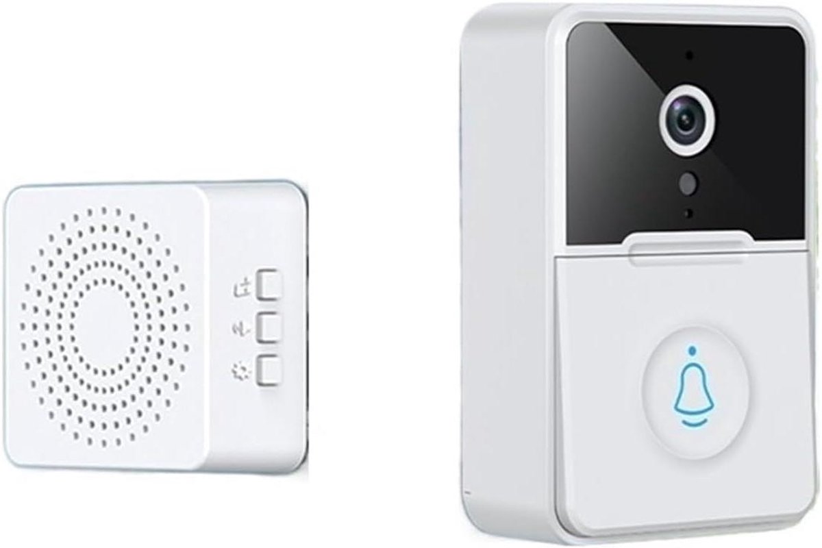 Videodeurbel WiFi - Slimme Deurbel Camera - Bezoekers Ontvangen - Tweerichtingsaudio Nachtzicht - 10x10x10 mm - Wit