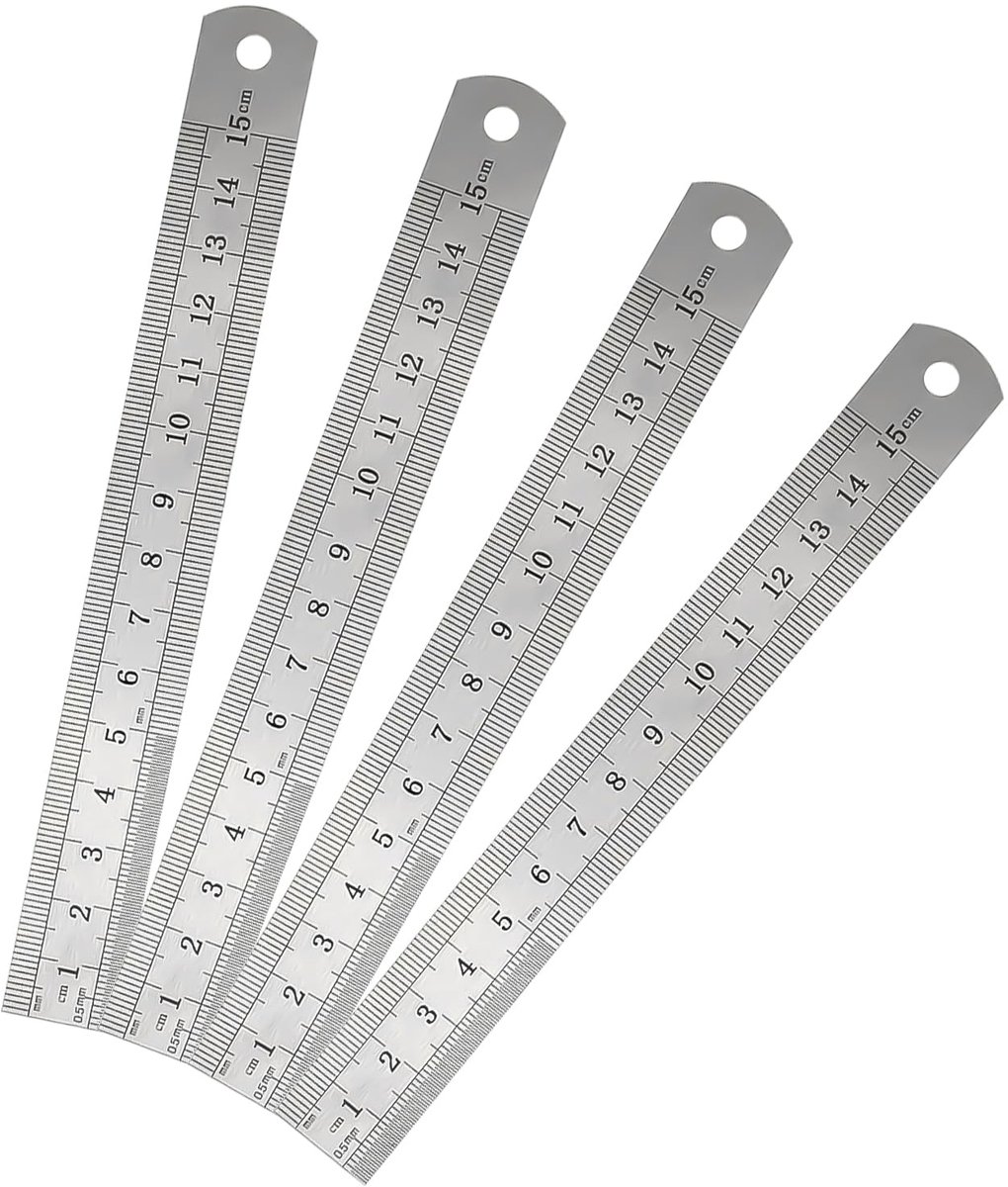 Meetlat 15 cm - RVS staal - Dubbelzijdige schaal - Ideaal voor studenten en ingenieurs - ShopVlot