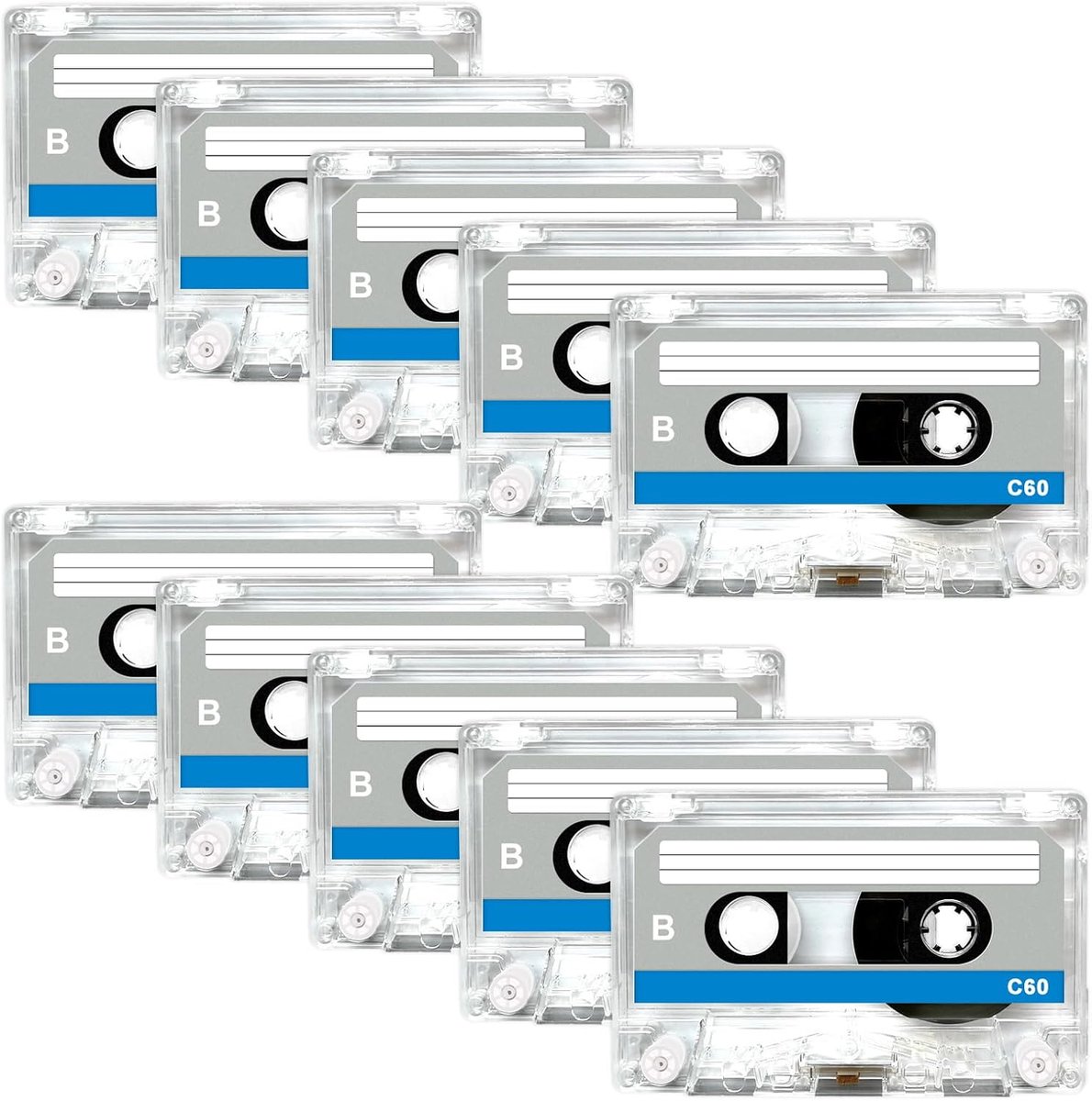 Audio cassettes 10-pack - 60 minuten opname - lage ruis technologie - ideaal voor lezingen - ShopVlot