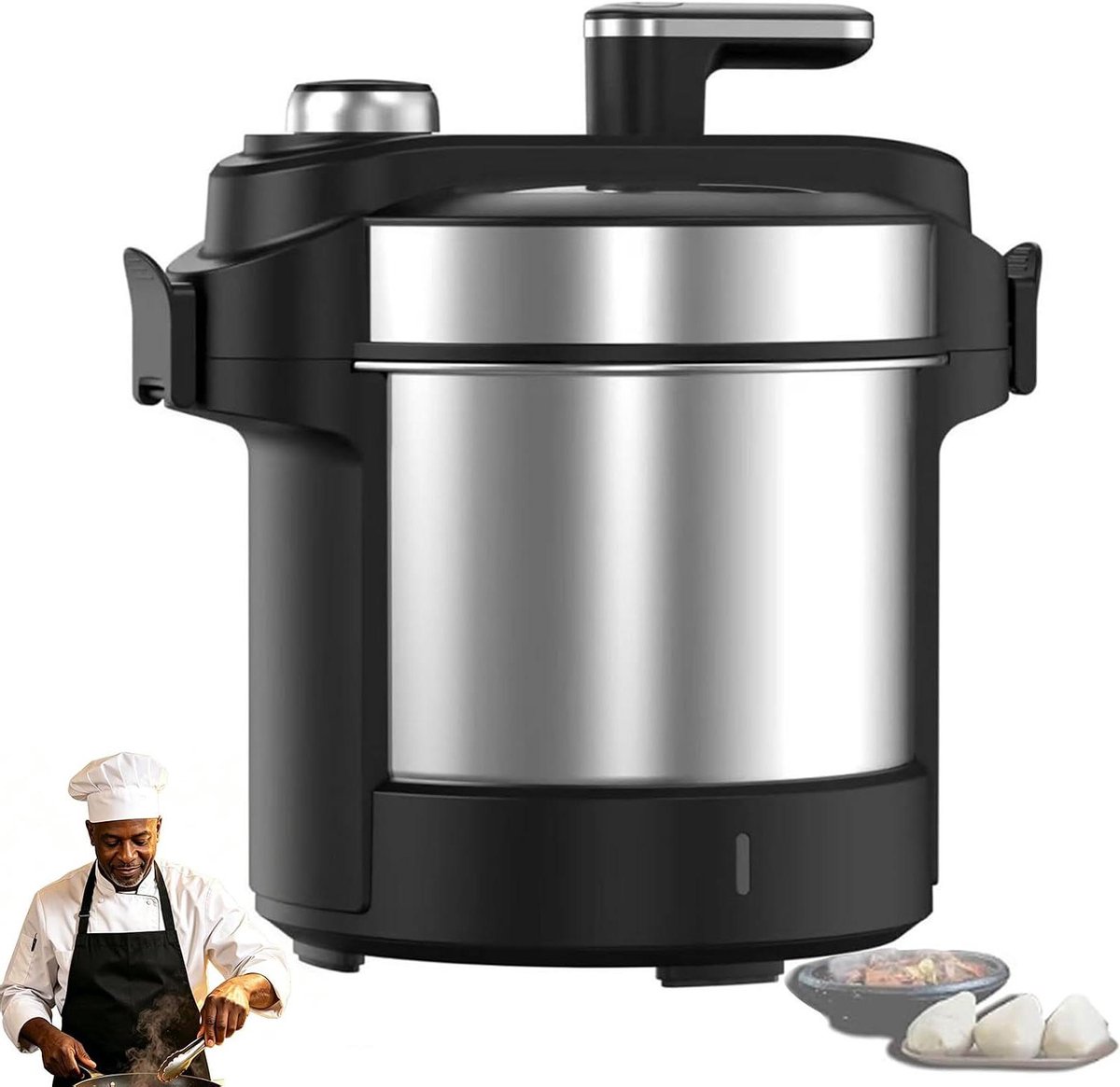 Elektrische Voedselbereider - Yam Stampmachine Fufu Machine - Afrikaanse Gerechten Maken - Gladde Klontvrije Textuur - 6 Liter Capaciteit - Zilver