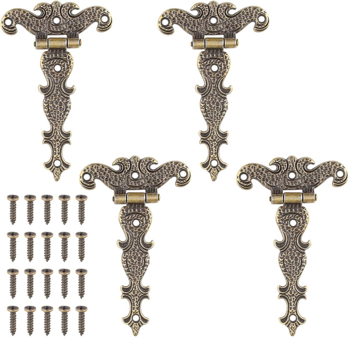 Antieke scharnieren set van 4 - Retro zwart met versterkte schroeven - Robuust ijzer - ShopVlot