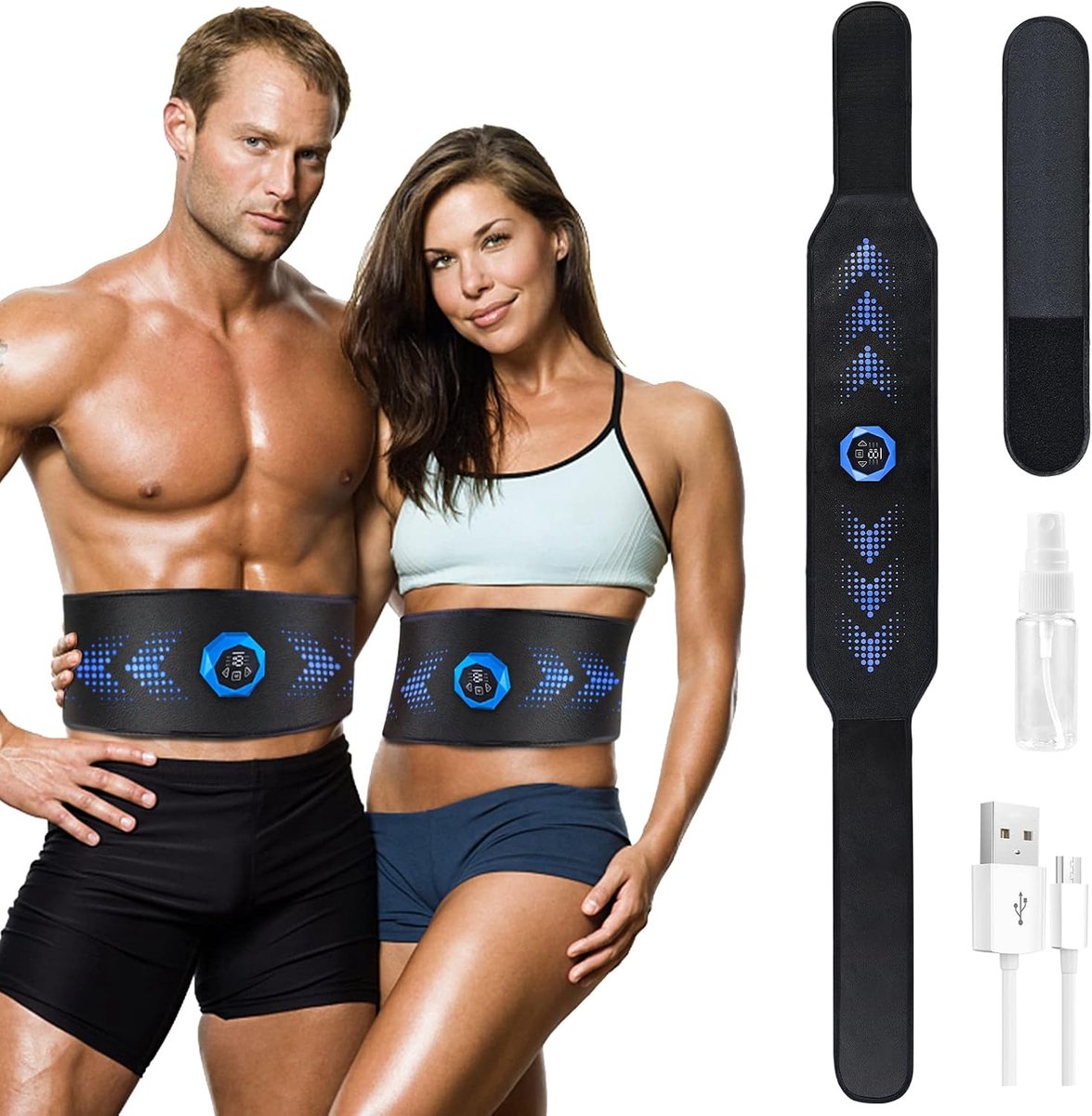 EMS Spierstimulator voor Buik, Armen, Benen en Billen - USB Oplaadbaar - 6 Modi en 19 Intensiteitsniveaus - ShopVlot