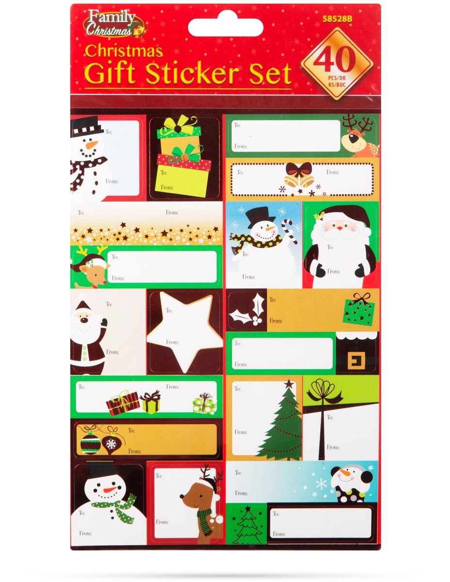Kerstcadeaustickerset - 15,2 x 21,6 cm - 40 stuks / verpakking 1 Stuks [58528B]