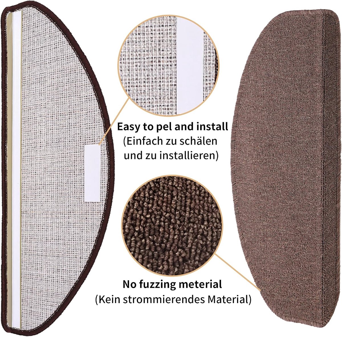 Trapmatten set van 15 - bruin - zelfklevend - niet-slip bescherming voor houten treden - ShopVlot