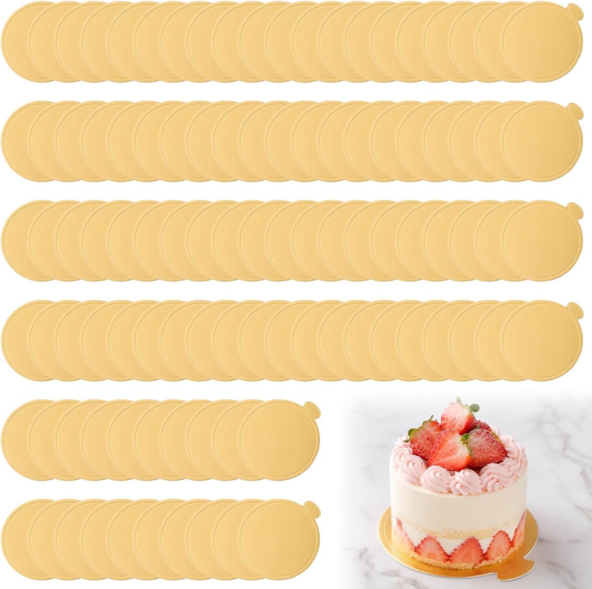 Taartonderleggers 100 stuks - Goudkleurig karton - Rond - Perfect voor bruiloften en feesten - ShopVlot