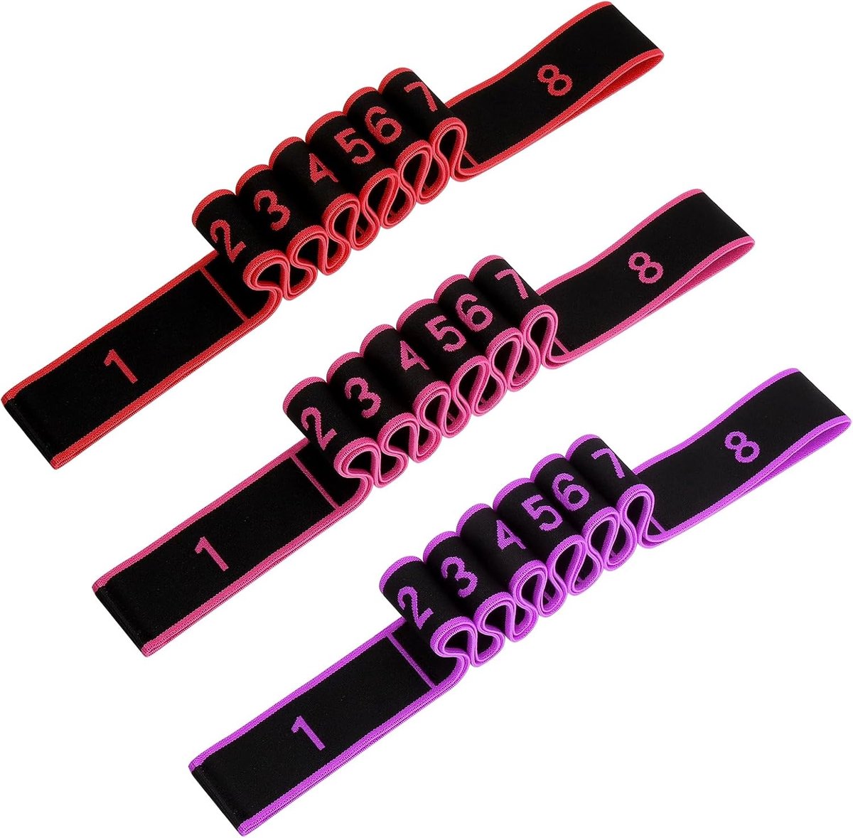 Yoga Stretch Band 3-pack - 8 lussen - polyester katoen - effectief stretchen - ShopVlot