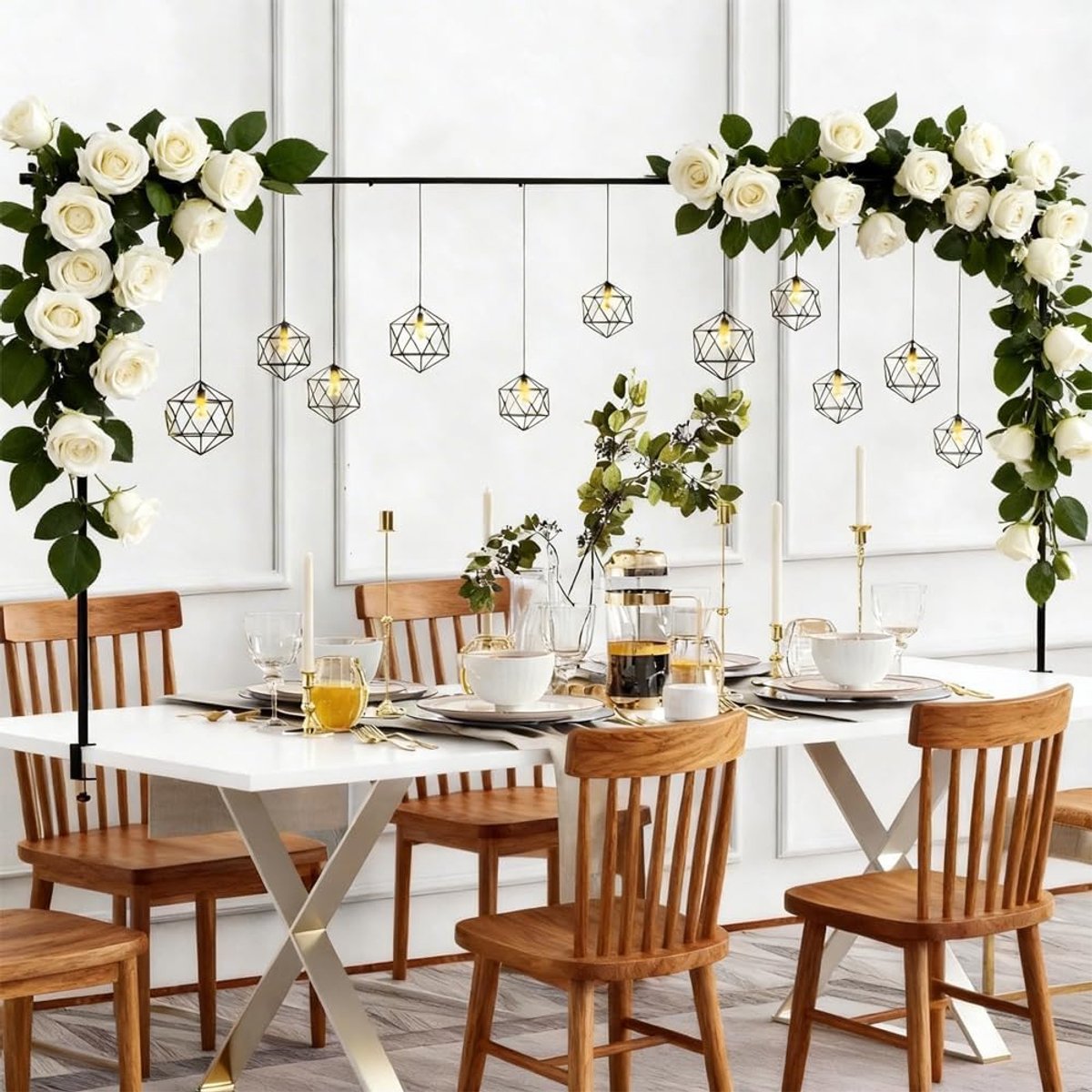 Tafelscherm verstelbaar 120-254 cm - metalen standaard - decoratief - ideaal voor bruiloften - ShopVlot