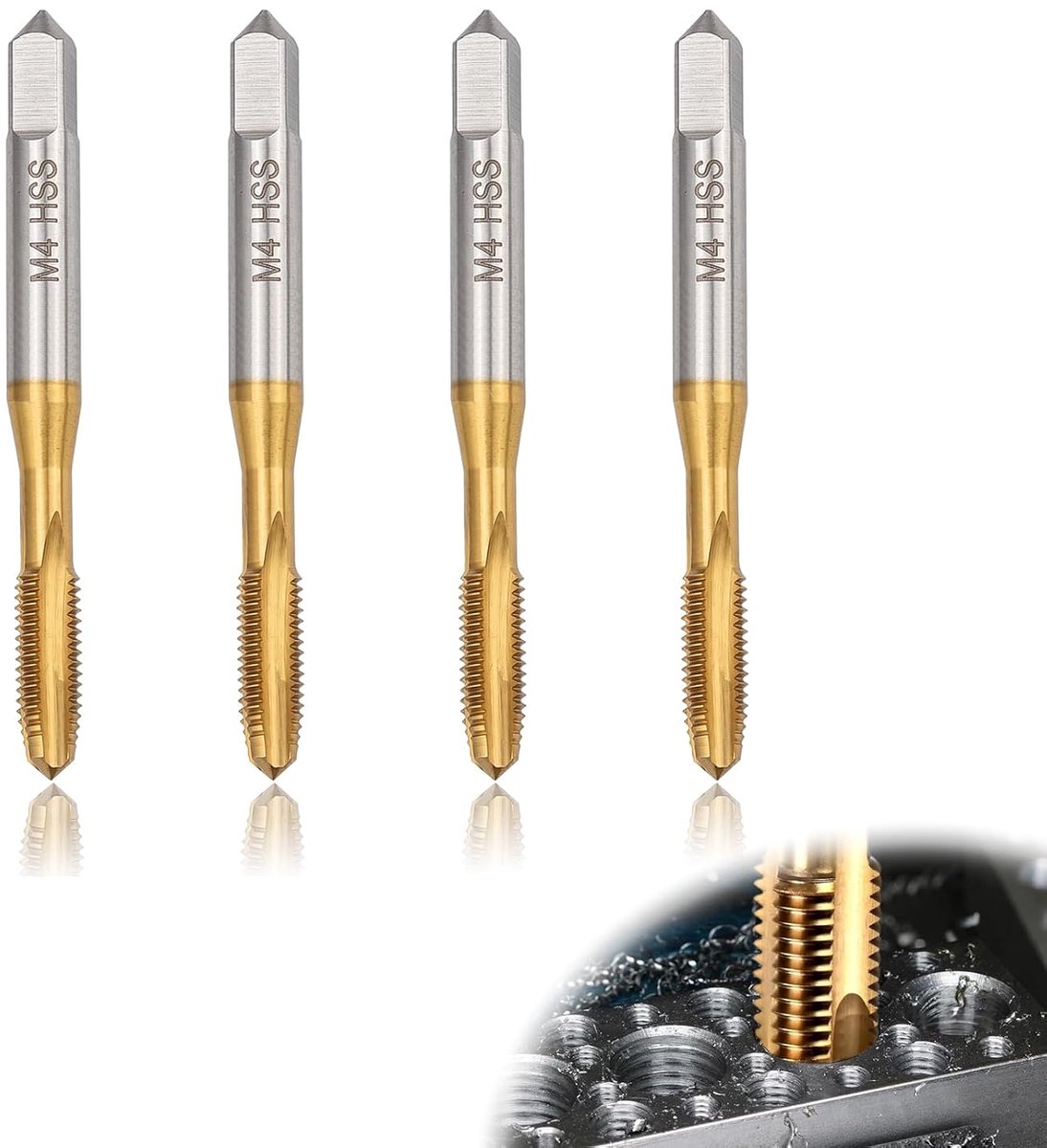 Schroefdraadboren M4 x 0,7 - HSS M2 - titanium gecoate - perfect voor koper en messing - ShopVlot