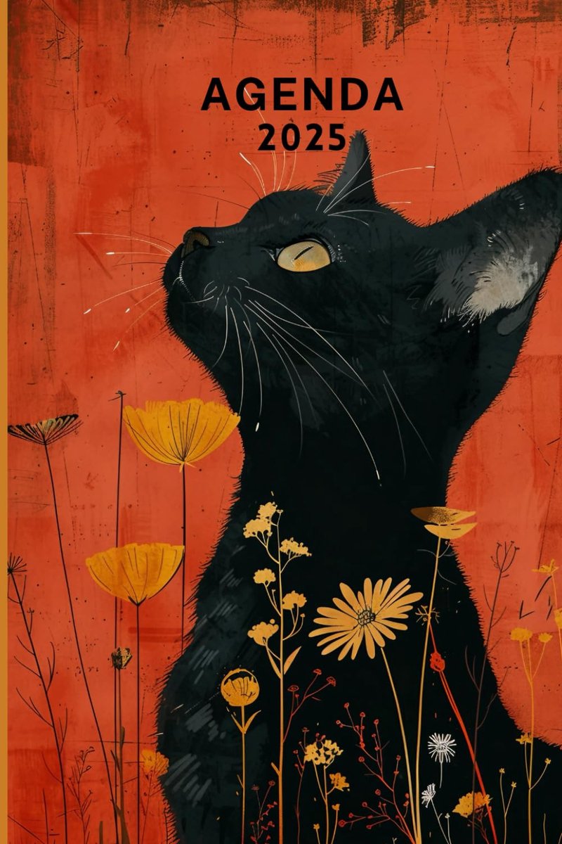 Agenda 2025 - pocketformaat 10x15 cm - semainier - 63 pagina's crème papier met kattenmotief - ShopVlot