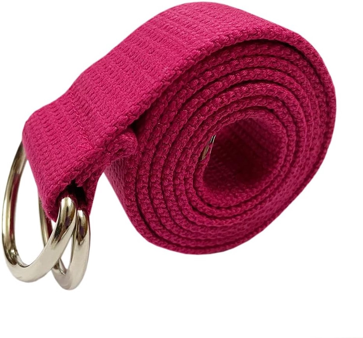 gevlochten canvas riem 113cm - uniseks - dubbele zilver metalen D-ring gesp - stijlvol en comfortabel - SnelShoppen