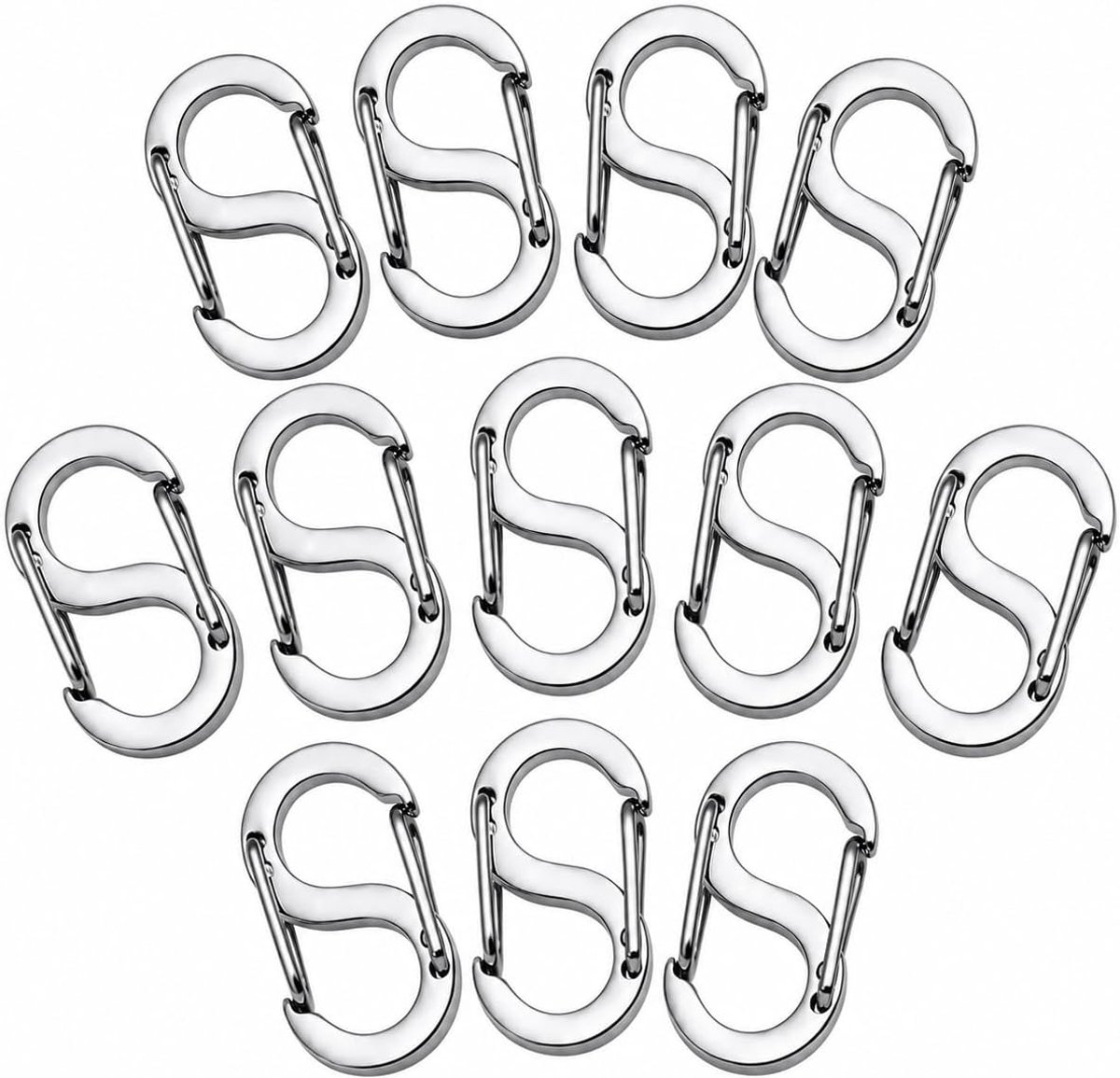 S karabijnhaak mini - roestvrij staal - 12 stuks slotsluitingen - ideaal voor armbanden en halskettingen - SnelShoppen