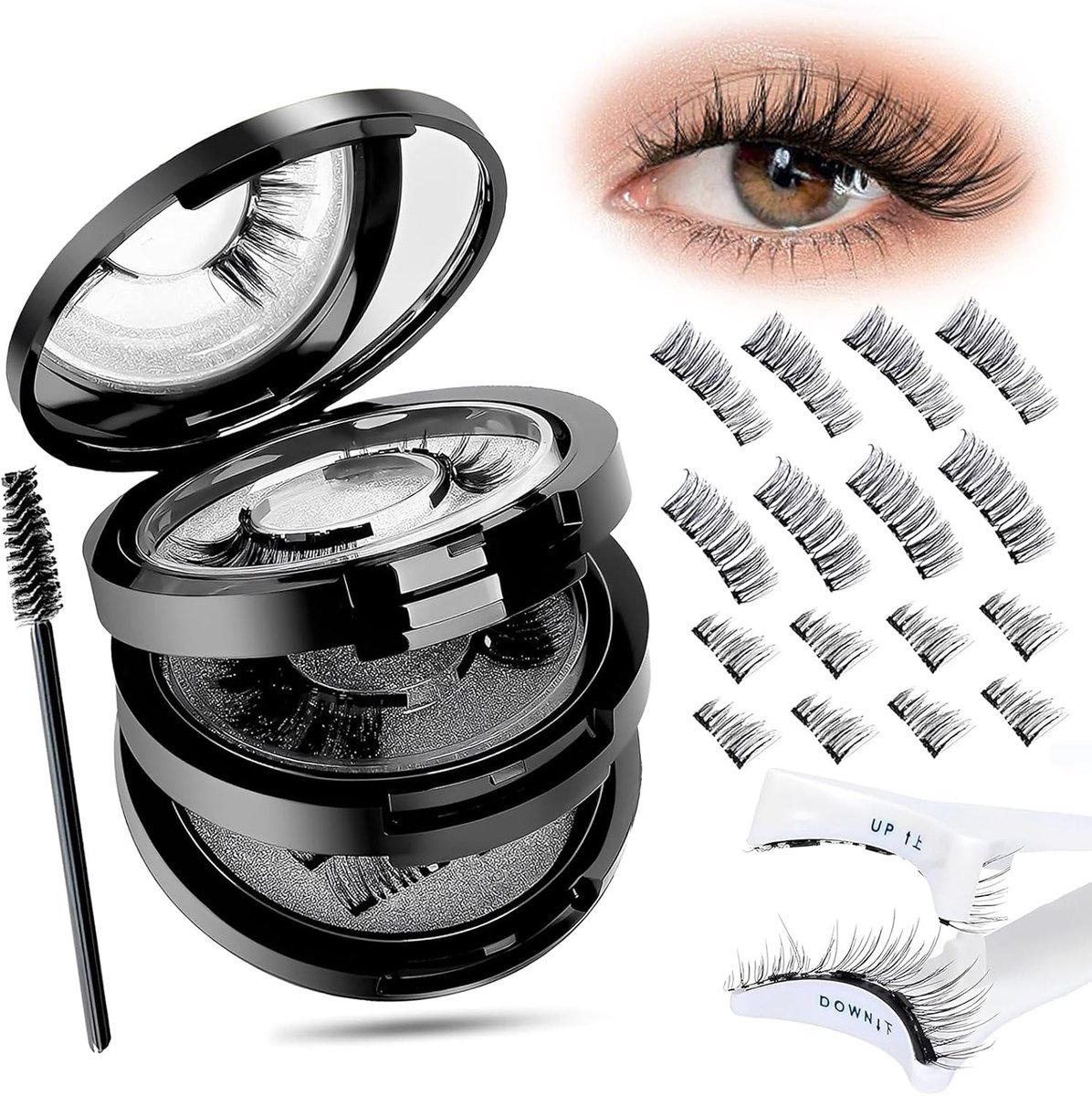 Magnetische wimperset - 4 paar wimpers - natuurlijke en dichte look - herbruikbaar zonder lijm - SnelShoppen