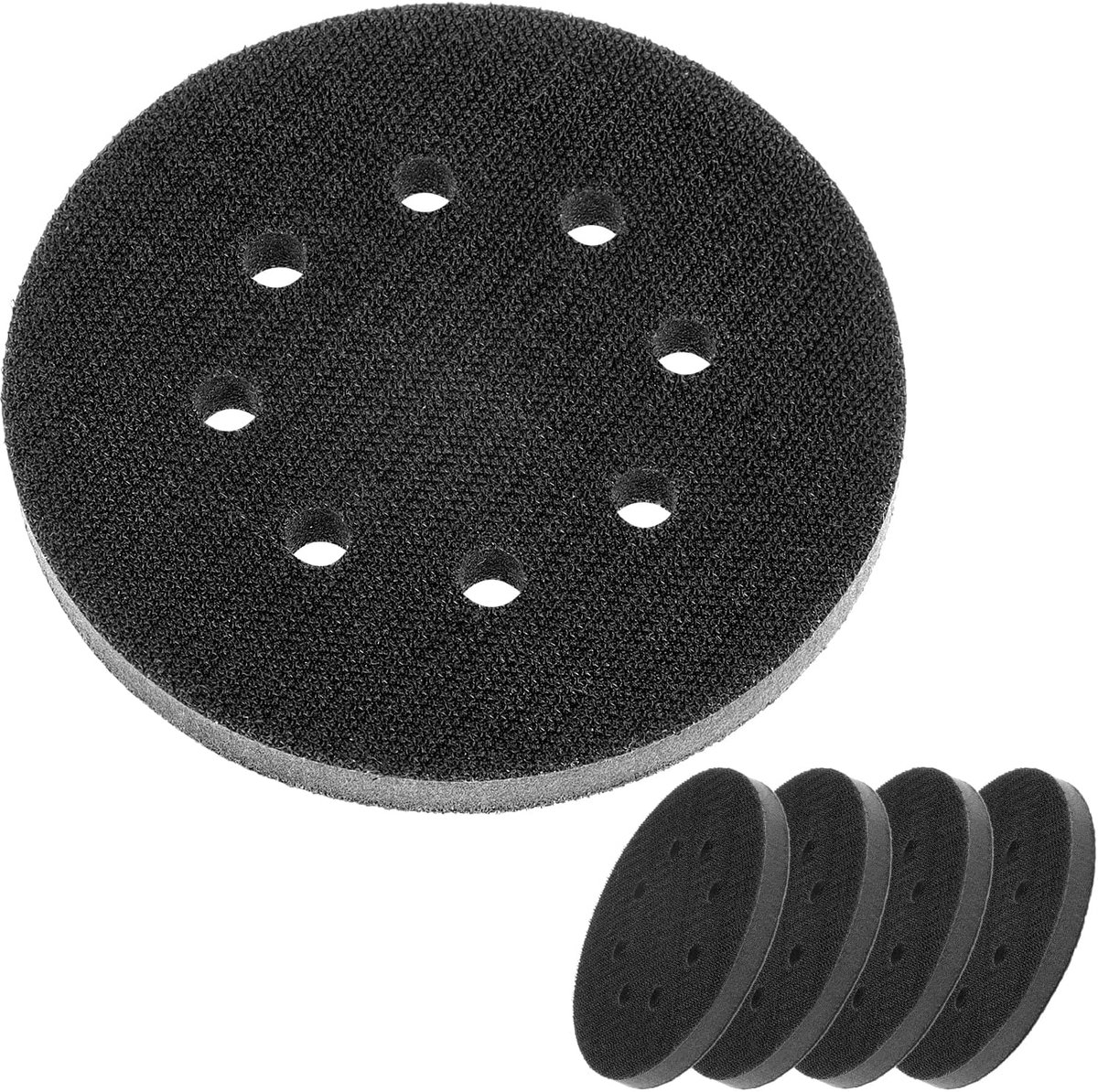 Schuurpad 125 mm - 8-gats schuimschijf - zacht materiaal - ideaal voor oneffen oppervlakken - SnelShoppen